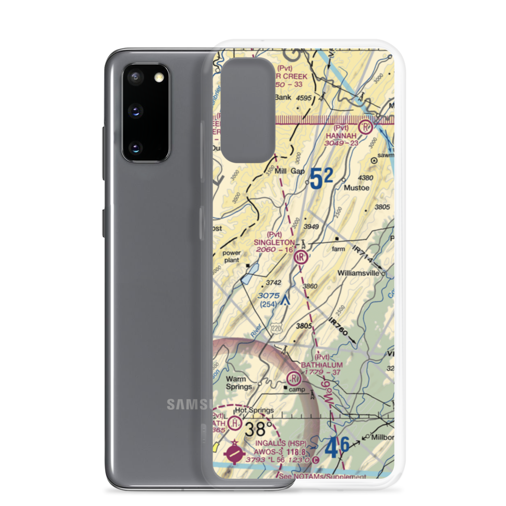 Singleton Airport (97VA) VFR Sectional Samsung Case Samsung Galaxy S20 model shown