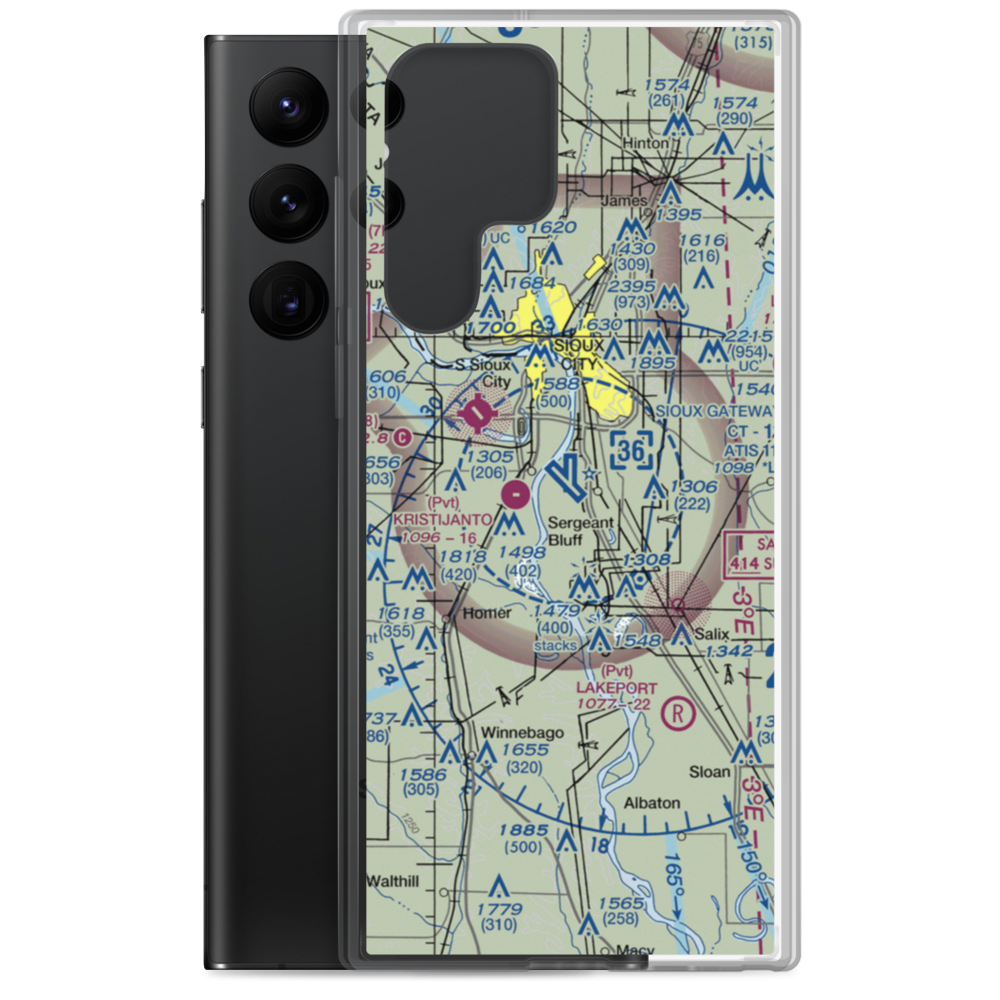 Sioux Gateway Airport/Brigadier General Bud Day Field (SUX) VFR Sectional Samsung Case Samsung Galaxy S22 Ultra model shown