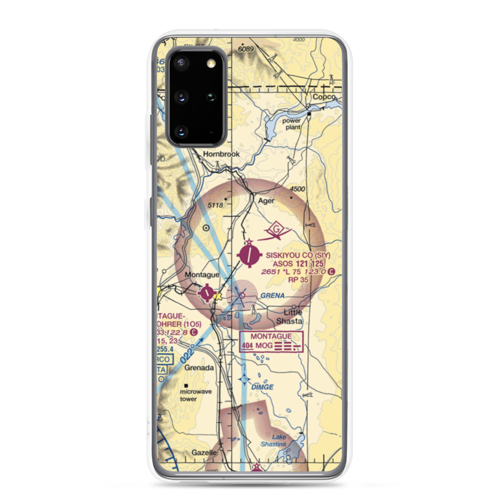 Siskiyou County Airport (SIY) VFR Sectional Samsung Case Samsung Galaxy S20 Plus model shown