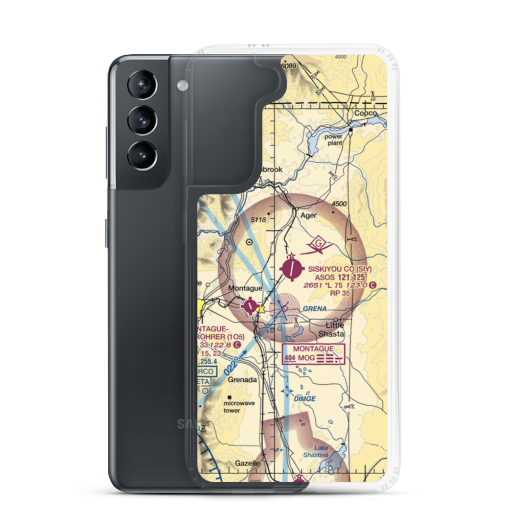 Siskiyou County Airport (SIY) VFR Sectional Samsung Case Samsung Galaxy S21 model shown