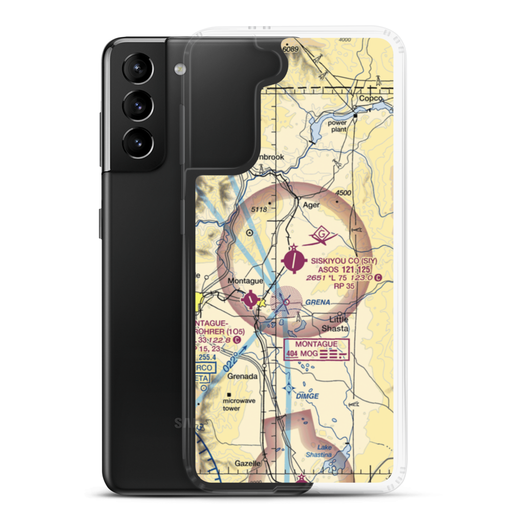 Siskiyou County Airport (SIY) VFR Sectional Samsung Case Samsung Galaxy S21 Plus model shown