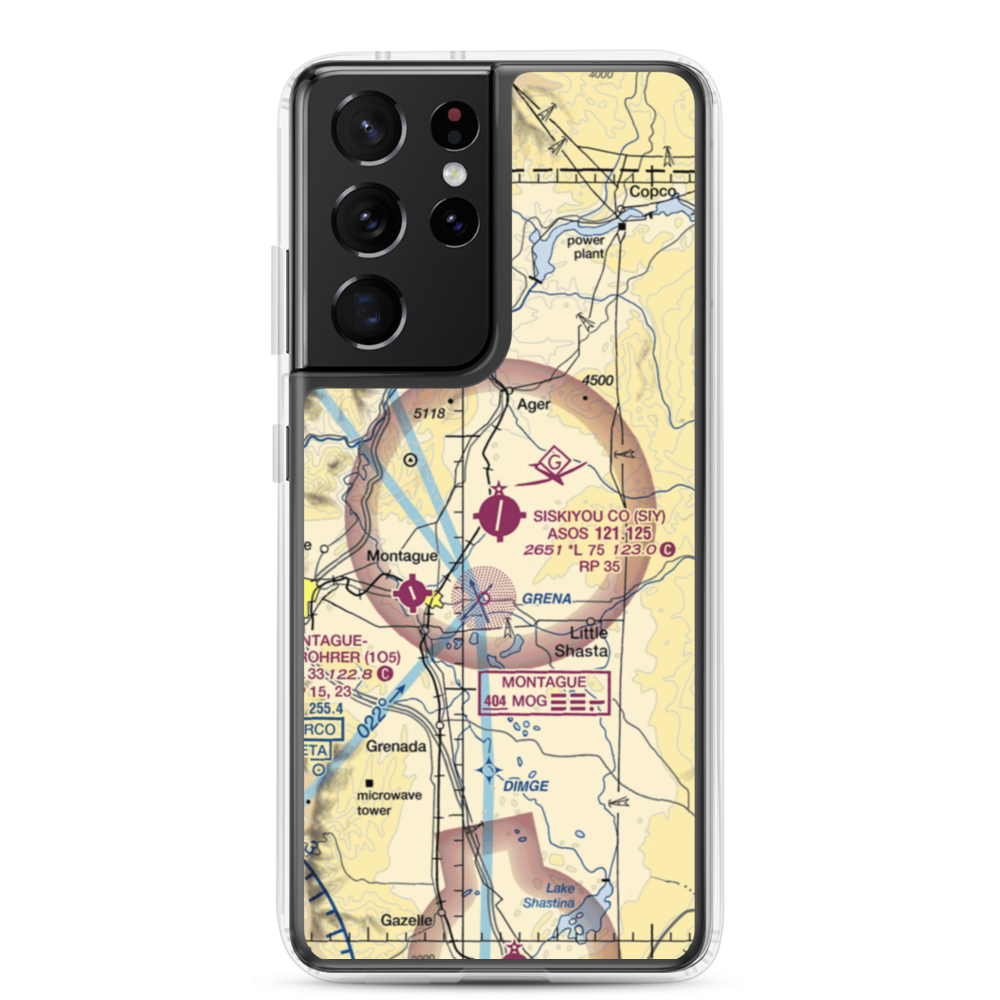 Siskiyou County Airport (SIY) VFR Sectional Samsung Case Samsung Galaxy S21 Ultra model shown