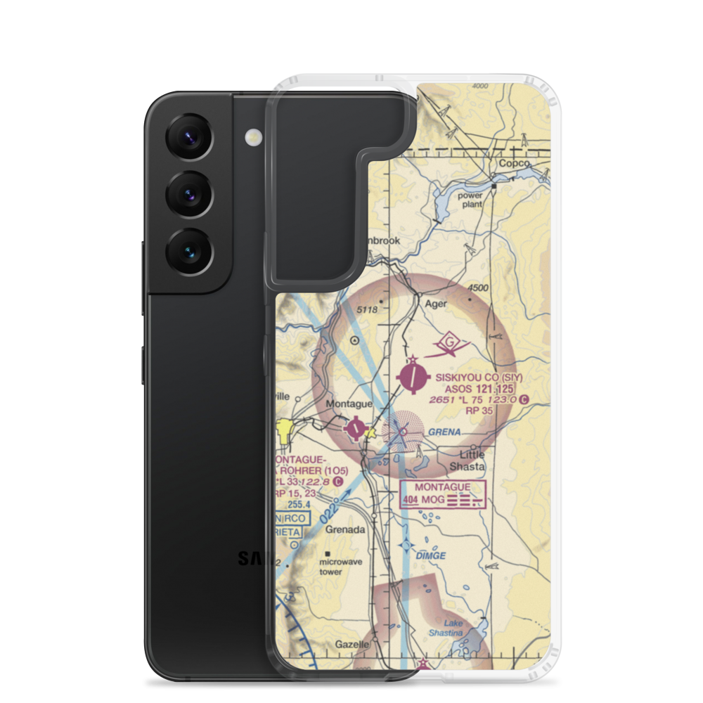Siskiyou County Airport (SIY) VFR Sectional Samsung Case Samsung Galaxy S22 model shown