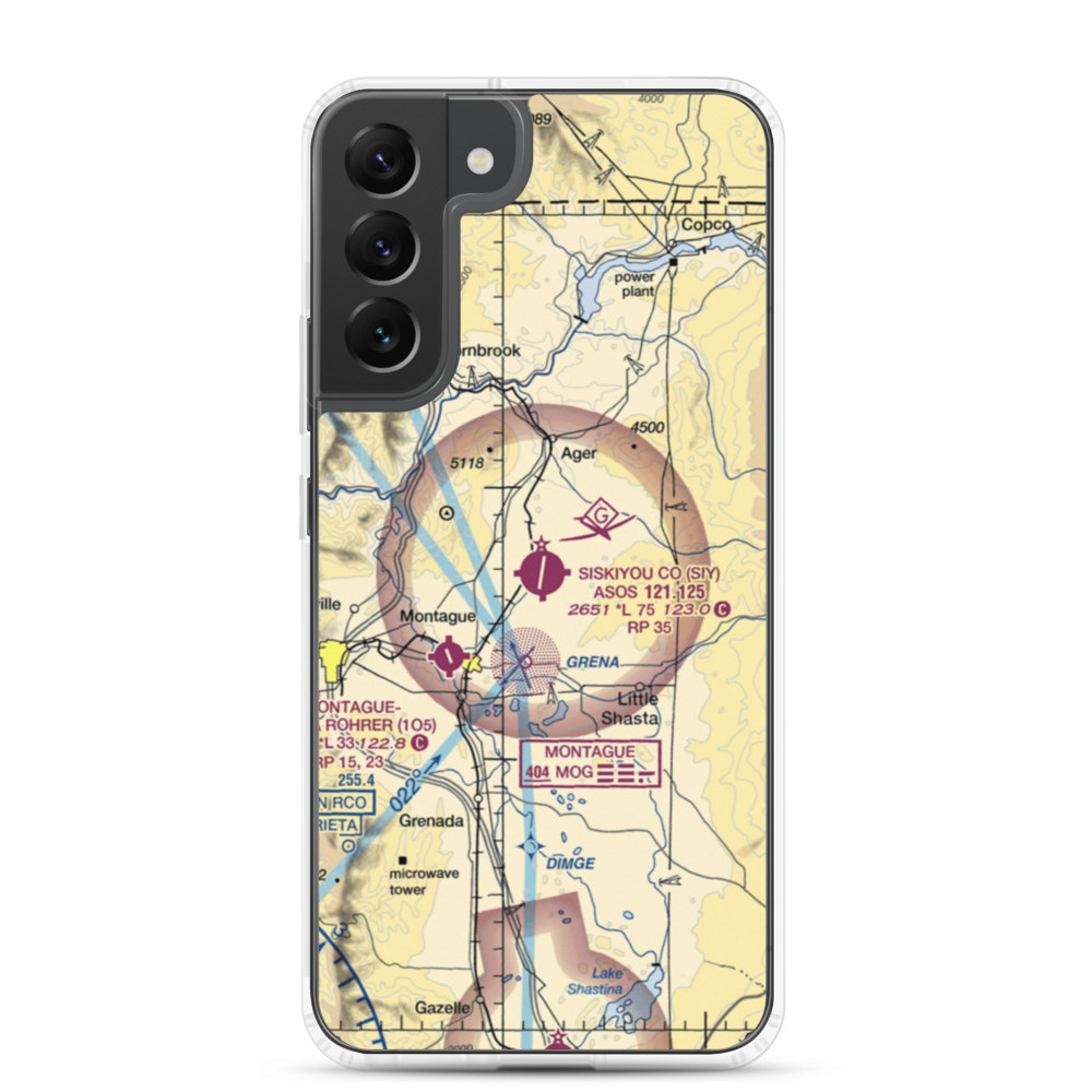 Siskiyou County Airport (SIY) VFR Sectional Samsung Case Samsung Galaxy S22 Plus model shown