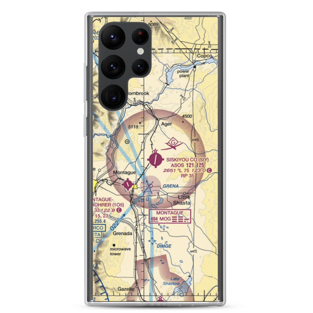 Siskiyou County Airport (SIY) VFR Sectional Samsung Case Samsung Galaxy S22 Ultra model shown