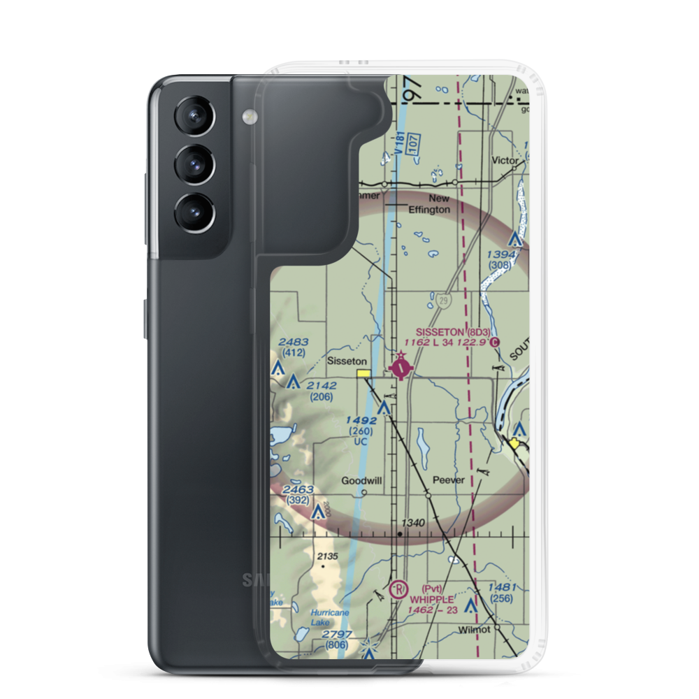 Sisseton Municipal Airport (8D3) VFR Sectional Samsung Case Samsung Galaxy S21 model shown