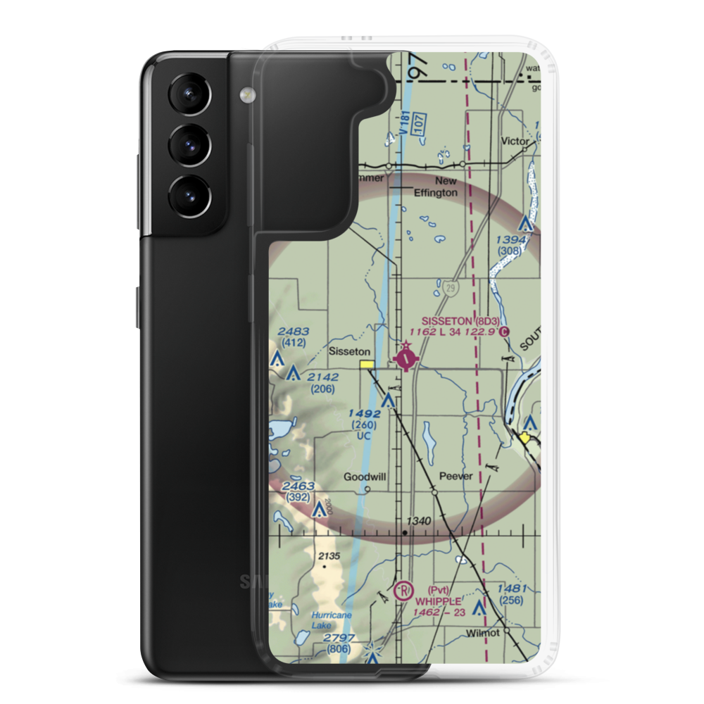 Sisseton Municipal Airport (8D3) VFR Sectional Samsung Case Samsung Galaxy S21 Plus model shown