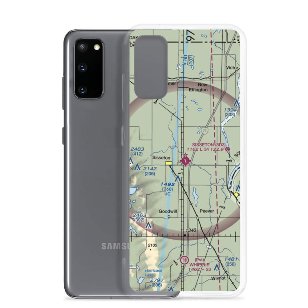 Sisseton Municipal Airport (8D3) VFR Sectional Samsung Case Samsung Galaxy S20 model shown