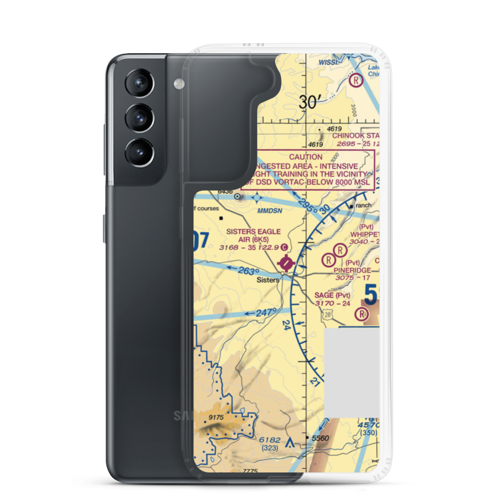 Sisters Eagle Air Airport (6K5) VFR Sectional Samsung Case Samsung Galaxy S21 model shown
