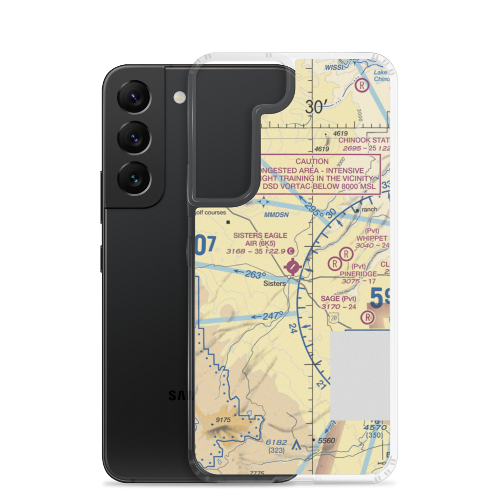 Sisters Eagle Air Airport (6K5) VFR Sectional Samsung Case Samsung Galaxy S22 model shown