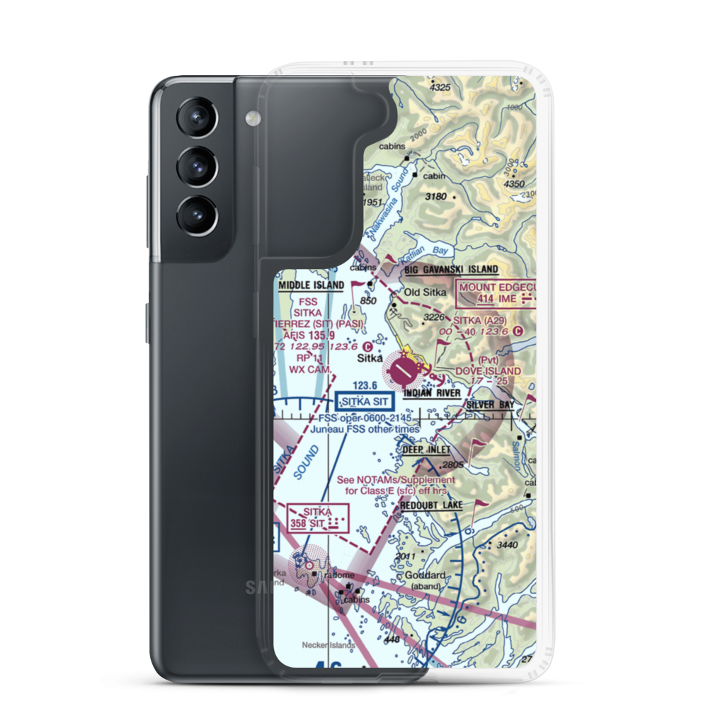 Sitka Rocky Gutierrez Airport (SIT) VFR Sectional Samsung Case Samsung Galaxy S21 model shown