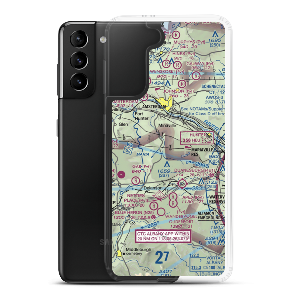 Six Ponds Airport (3NY6) VFR Sectional Samsung Case Samsung Galaxy S21 Plus model shown