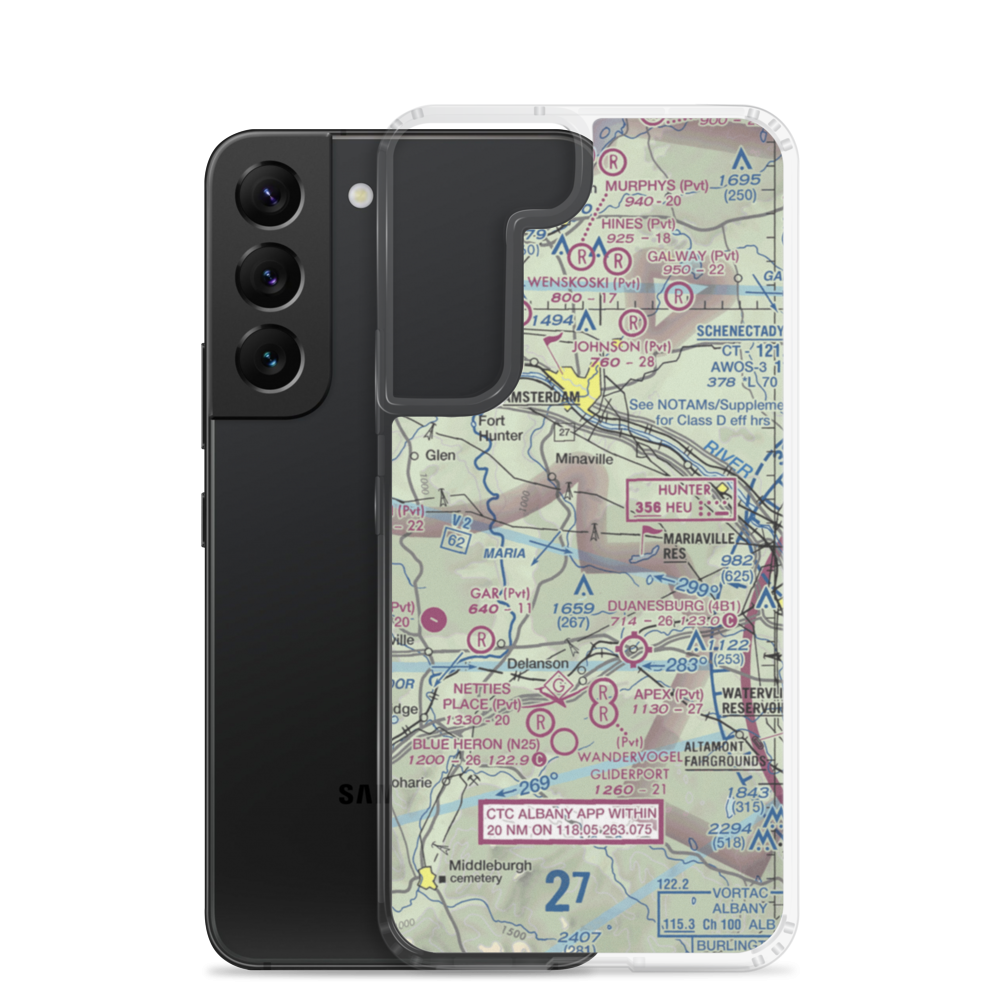 Six Ponds Airport (3NY6) VFR Sectional Samsung Case Samsung Galaxy S22 model shown