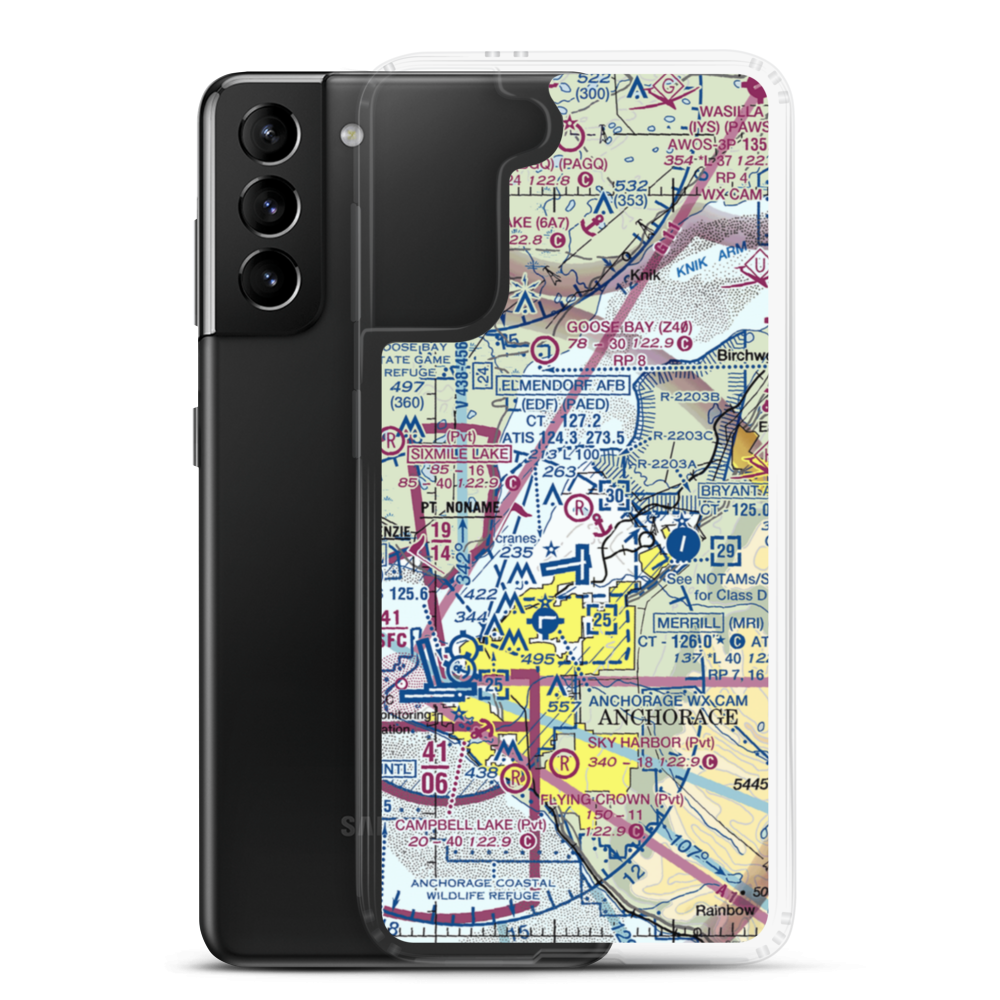 Sixmile Lake Airport (AA06) VFR Sectional Samsung Case Samsung Galaxy S21 Plus model shown