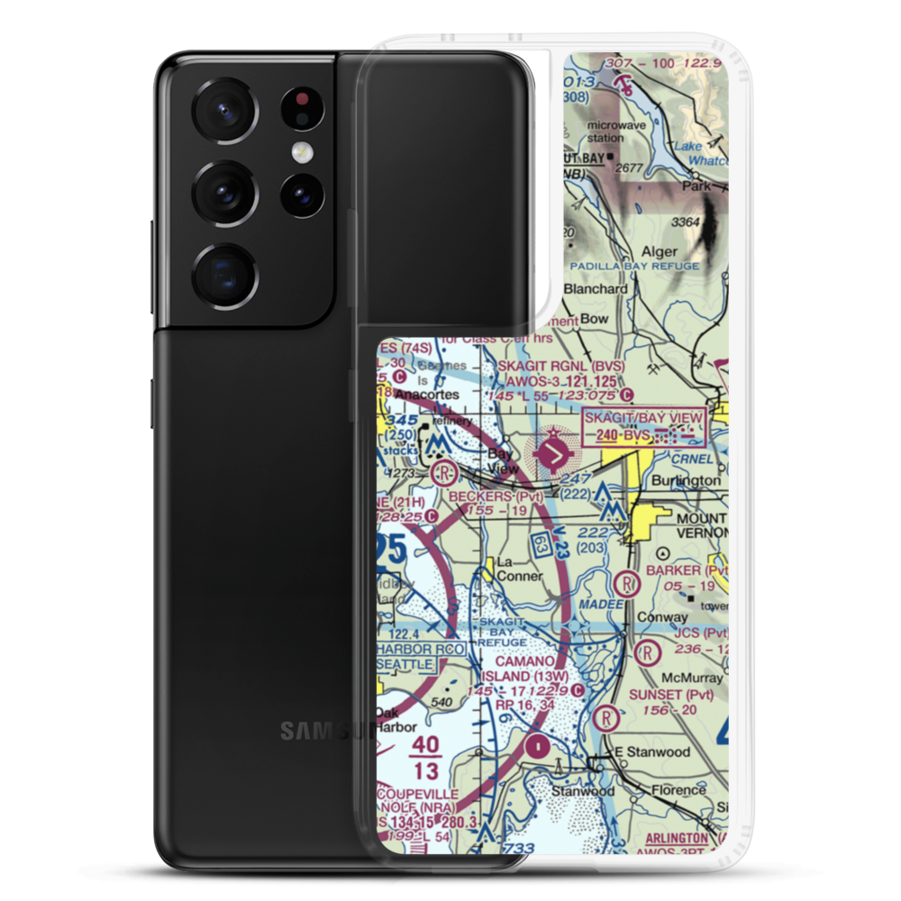 Skagit Regional Airport (BVS) VFR Sectional Samsung Case Samsung Galaxy S21 Ultra model shown
