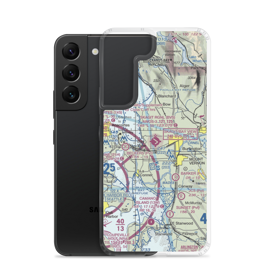 Skagit Regional Airport (BVS) VFR Sectional Samsung Case Samsung Galaxy S22 model shown