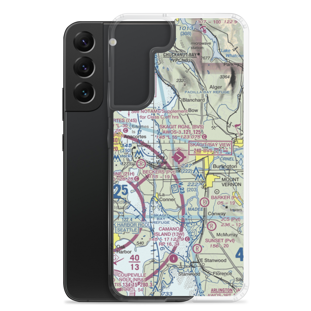 Skagit Regional Airport (BVS) VFR Sectional Samsung Case Samsung Galaxy S22 Plus model shown