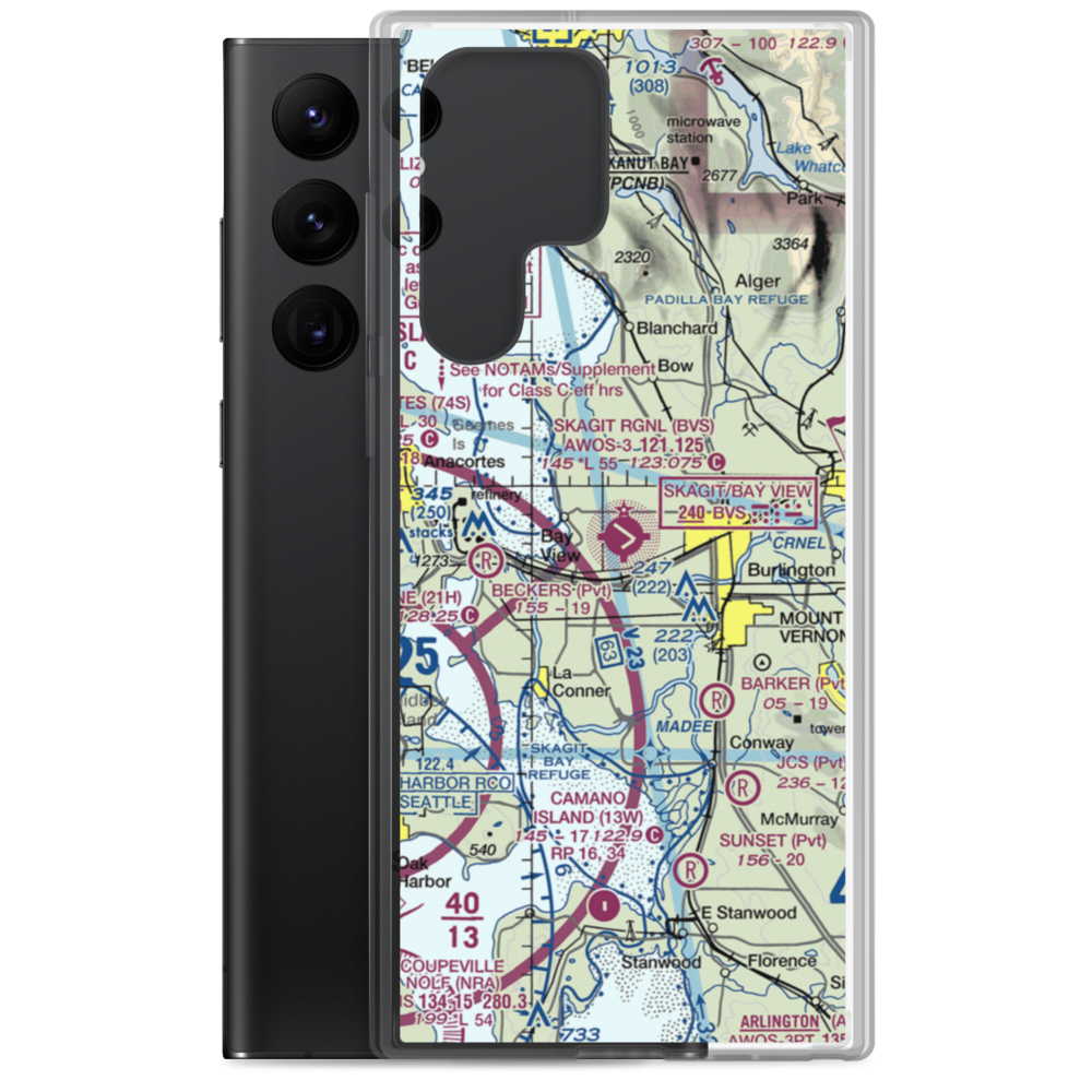 Skagit Regional Airport (BVS) VFR Sectional Samsung Case Samsung Galaxy S22 Ultra model shown