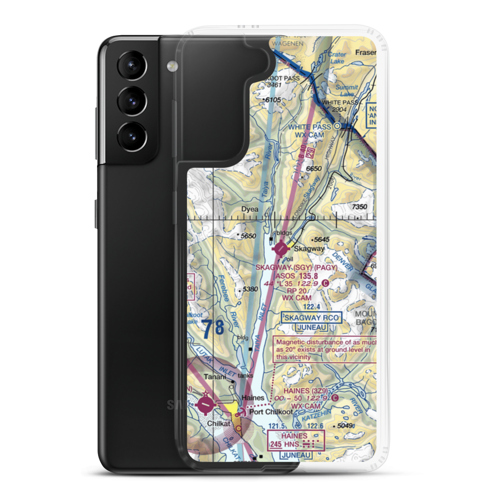 Skagway Airport (SGY) VFR Sectional Samsung Case Samsung Galaxy S21 Plus model shown