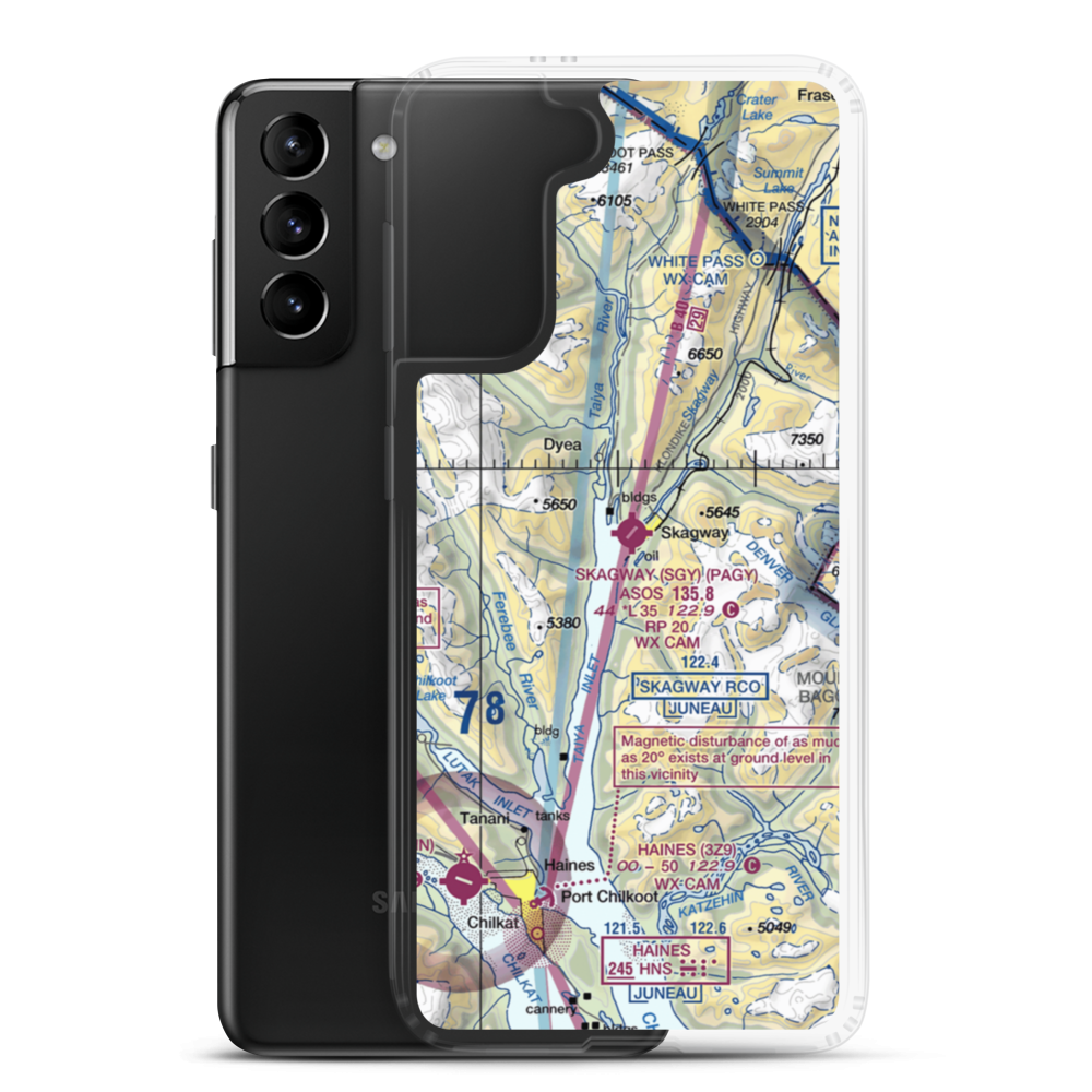 Skagway Seaplane Base (7K2) VFR Sectional Samsung Case Samsung Galaxy S21 Plus model shown