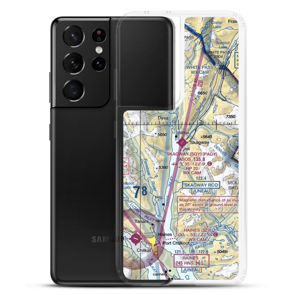 Skagway Seaplane Base (7K2) VFR Sectional Samsung Case Samsung Galaxy S21 Ultra model shown