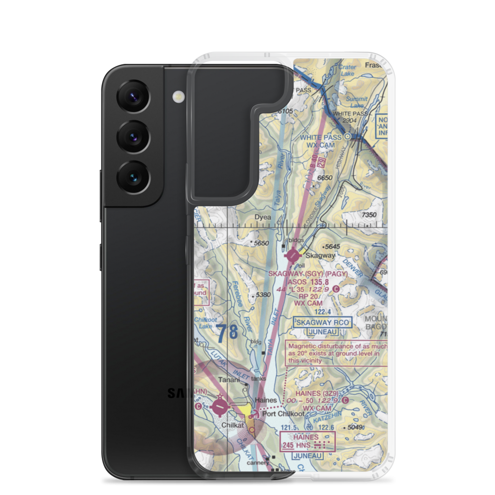 Skagway Seaplane Base (7K2) VFR Sectional Samsung Case Samsung Galaxy S22 model shown