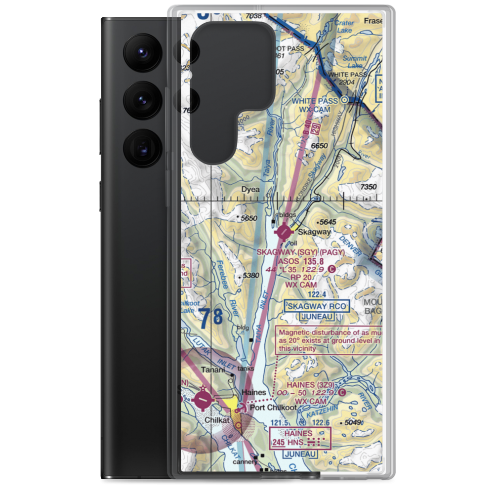 Skagway Seaplane Base (7K2) VFR Sectional Samsung Case Samsung Galaxy S22 Ultra model shown