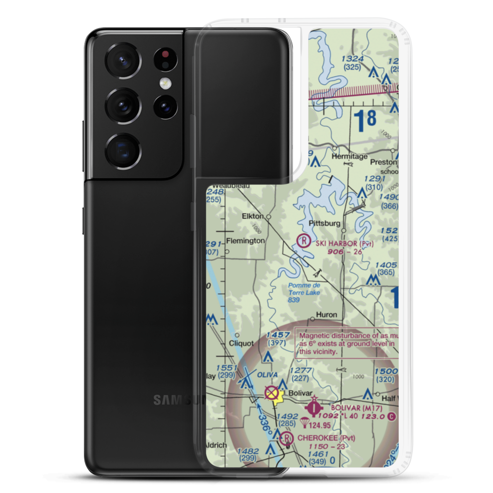 Ski Harbor Airport (67MO) VFR Sectional Samsung Case Samsung Galaxy S21 Ultra model shown