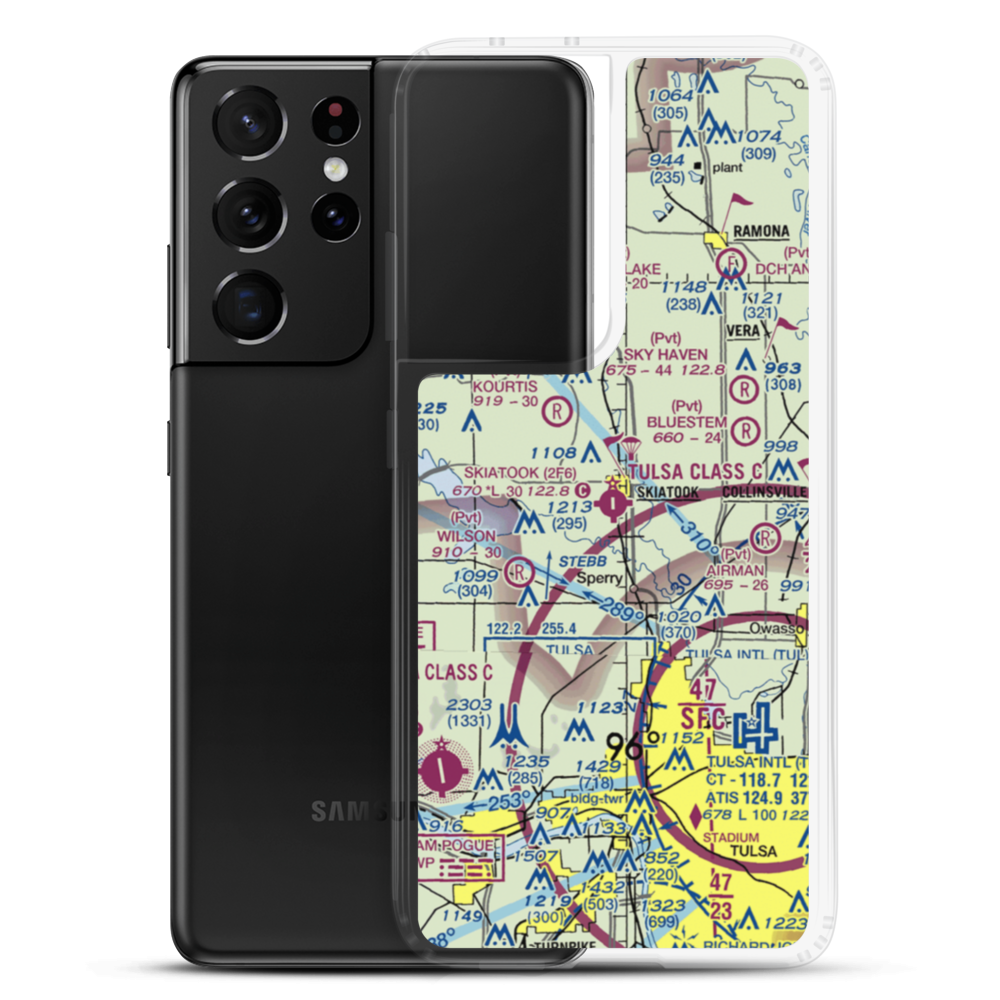 Skiatook Municipal Airport (2F6) VFR Sectional Samsung Case Samsung Galaxy S21 Ultra model shown