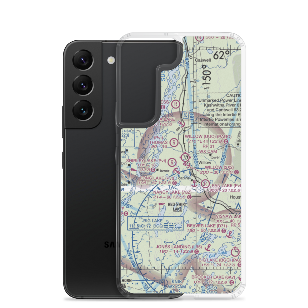 Skid Marks Airport (AK67) VFR Sectional Samsung Case Samsung Galaxy S22 model shown