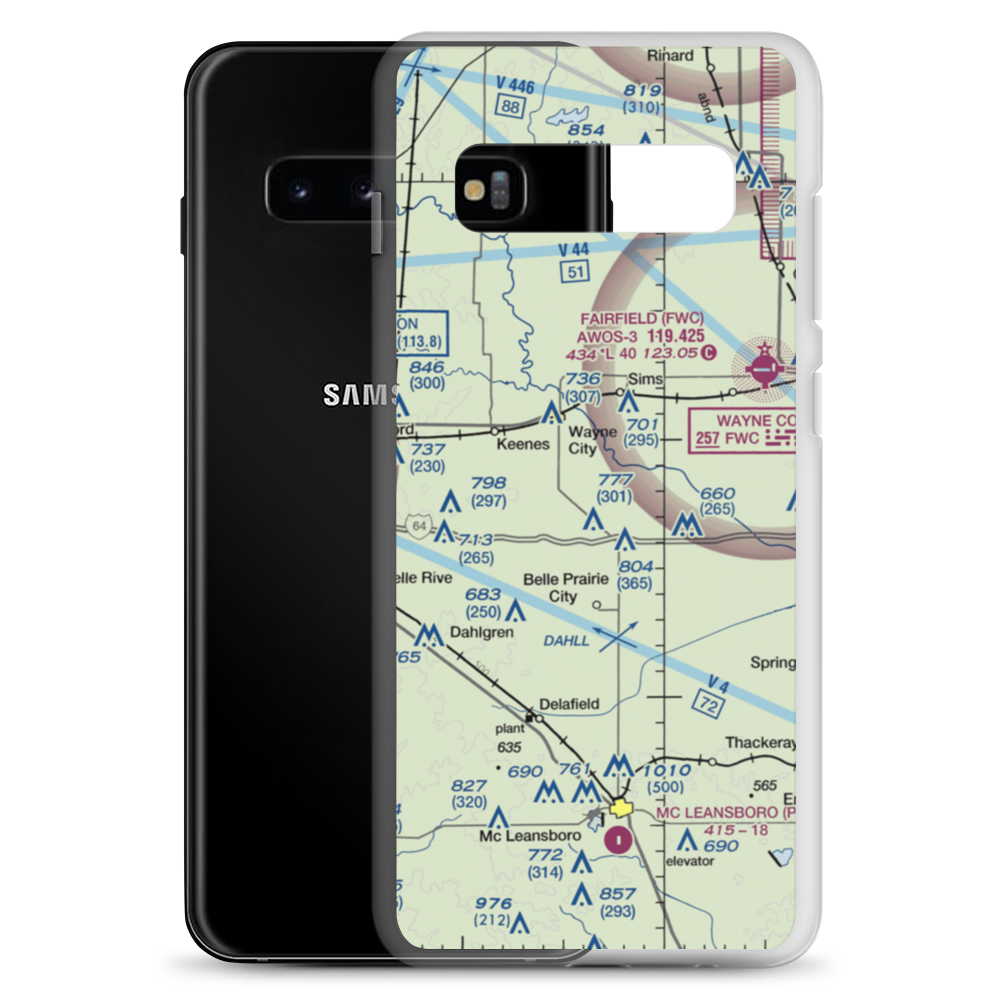 Skillet Fork Farm Airport (19IS) VFR Sectional Samsung Case Samsung Galaxy S10+ model shown