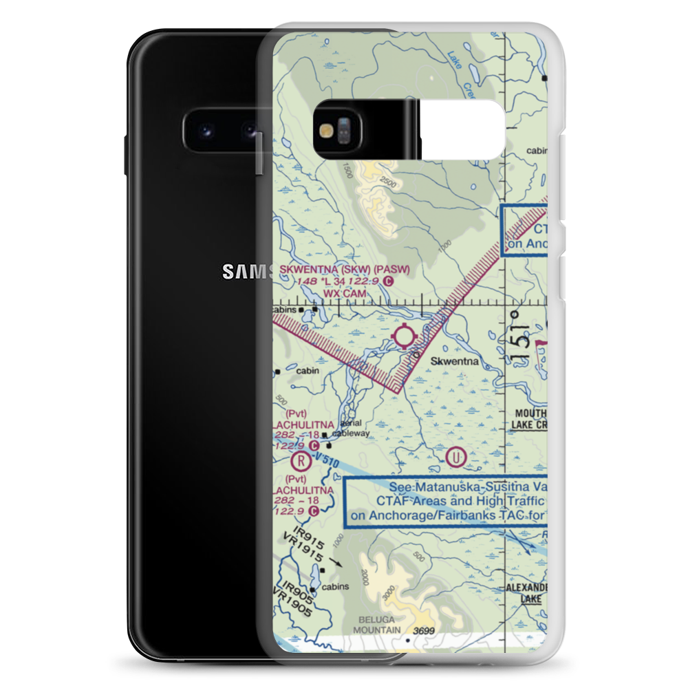 Skwentna Airport (SKW) VFR Sectional Samsung Case Samsung Galaxy S10+ model shown