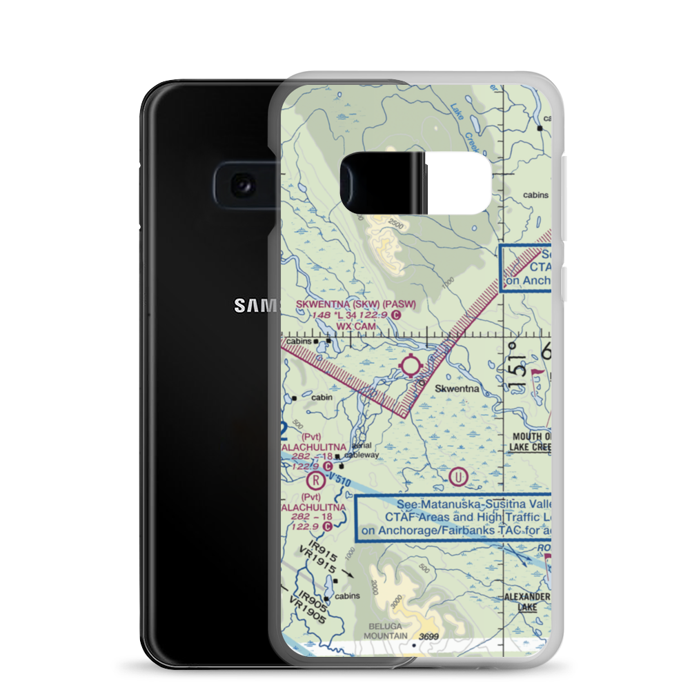 Skwentna Airport (SKW) VFR Sectional Samsung Case Samsung Galaxy S10e model shown