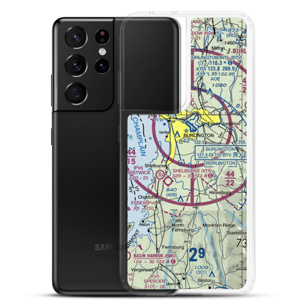 Sky Acres Airport (VT25) VFR Sectional Samsung Case Samsung Galaxy S21 Ultra model shown