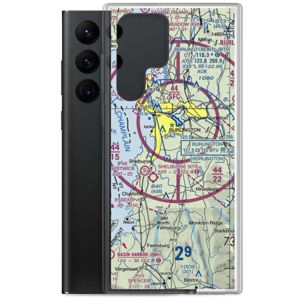 Sky Acres Airport (VT25) VFR Sectional Samsung Case Samsung Galaxy S22 Ultra model shown