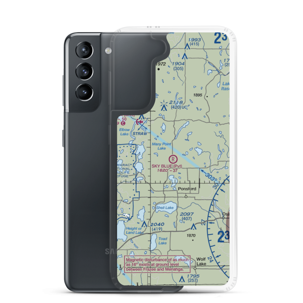 Sky Blue Airfield (6MN0) VFR Sectional Samsung Case Samsung Galaxy S21 model shown