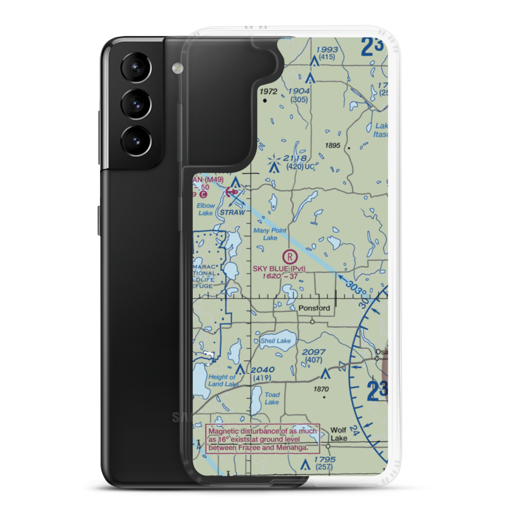 Sky Blue Airfield (6MN0) VFR Sectional Samsung Case Samsung Galaxy S21 Plus model shown