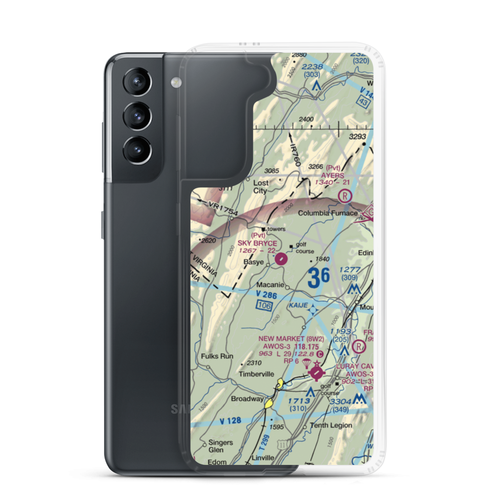 Sky Bryce Airport (VG18) VFR Sectional Samsung Case Samsung Galaxy S21 model shown