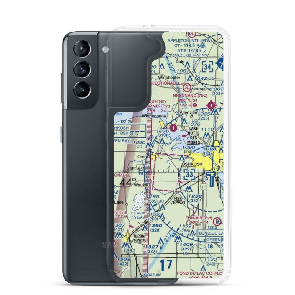 Sky Diving Airport (64WI) VFR Sectional Samsung Case Samsung Galaxy S21 model shown