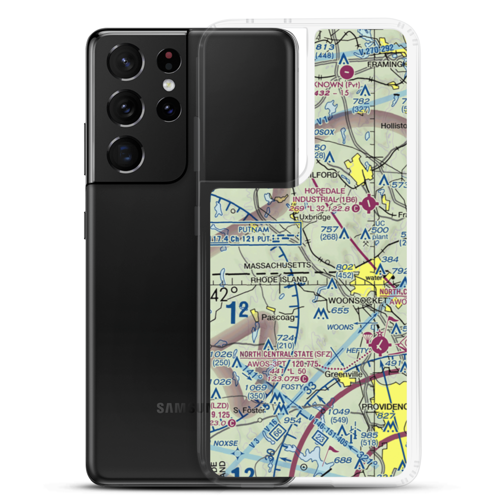 Sky Glen Airport (MA75) VFR Sectional Samsung Case Samsung Galaxy S21 Ultra model shown