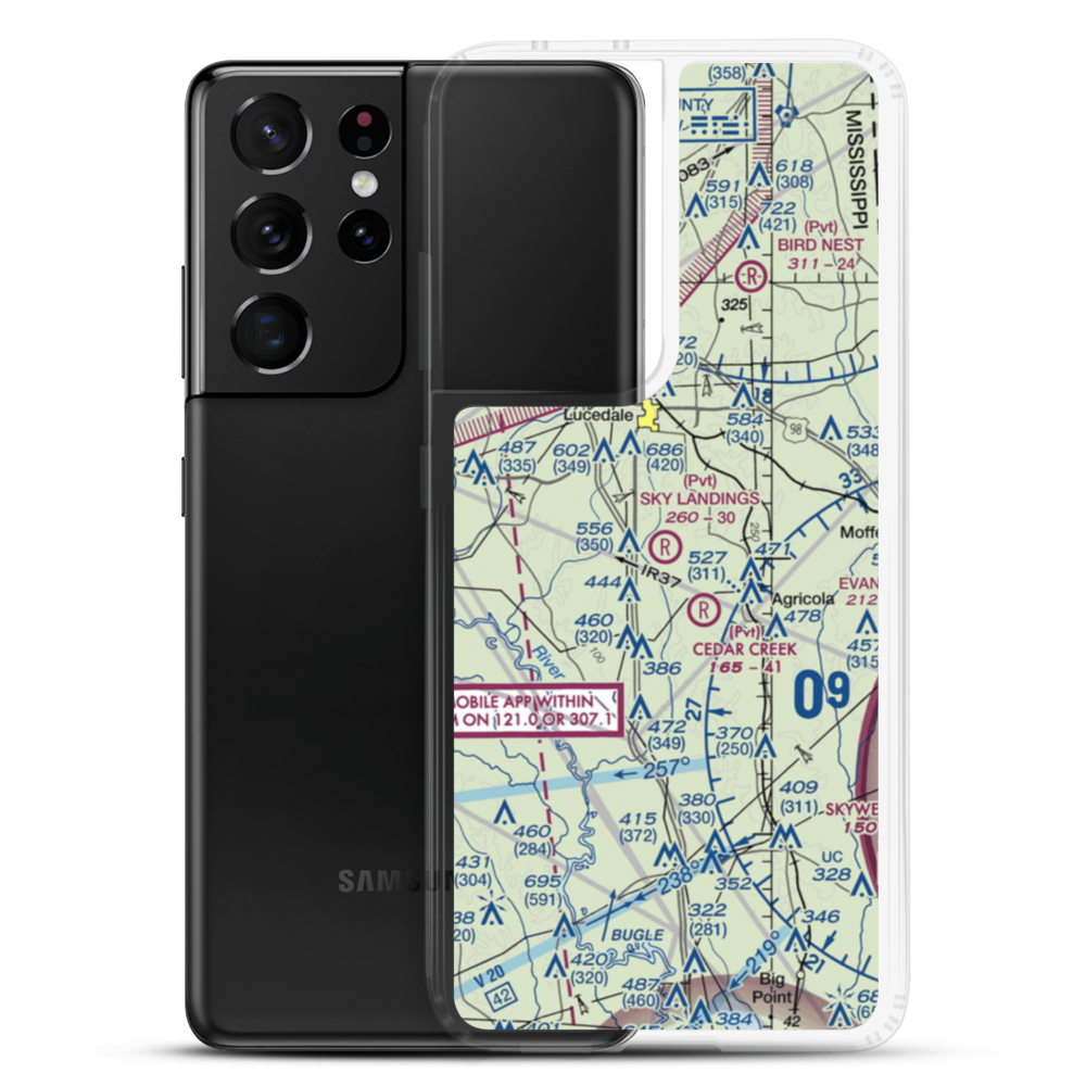 Sky Landings Airport (22MS) VFR Sectional Samsung Case Samsung Galaxy S21 Ultra model shown