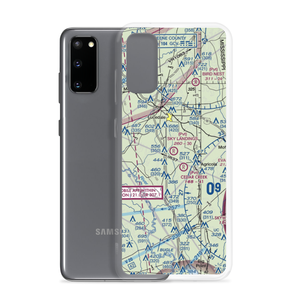 Sky Landings Airport (22MS) VFR Sectional Samsung Case Samsung Galaxy S20 model shown