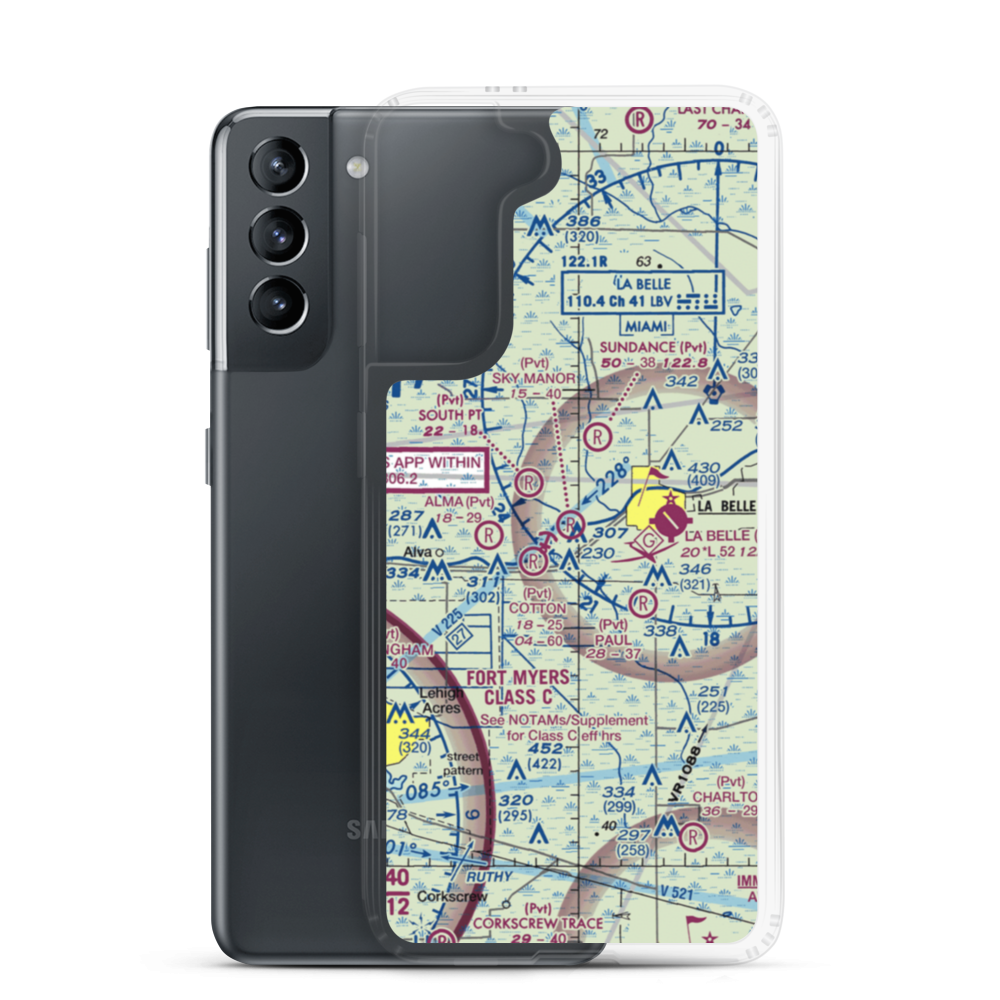 Sky Manor Airport (FA51) VFR Sectional Samsung Case Samsung Galaxy S21 model shown