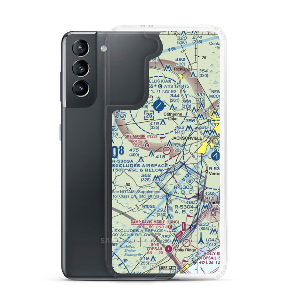 Sky Manor Airport (N22) VFR Sectional Samsung Case Samsung Galaxy S21 model shown