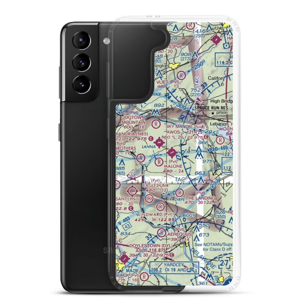 Sky Manor Airport (N40) VFR Sectional Samsung Case Samsung Galaxy S21 Plus model shown