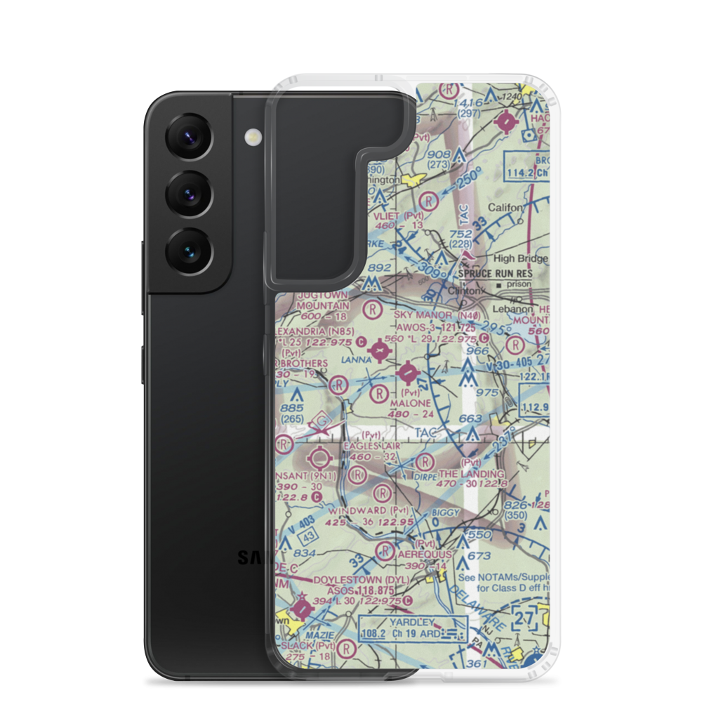 Sky Manor Airport (N40) VFR Sectional Samsung Case Samsung Galaxy S22 model shown