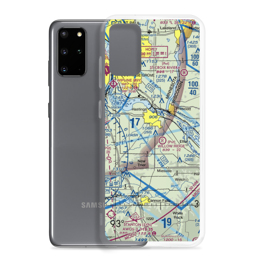 Sky Meadow Airport (MN58) VFR Sectional Samsung Case Samsung Galaxy S20 Plus model shown