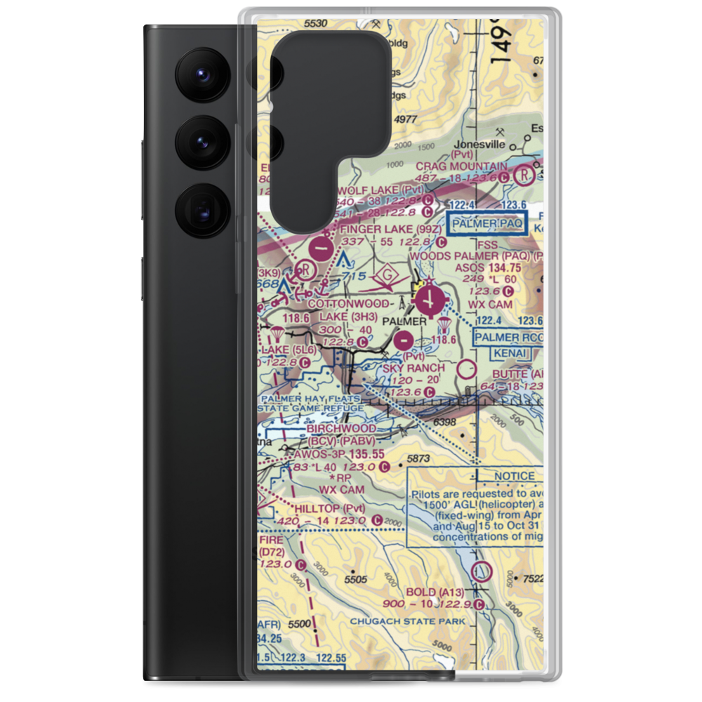 Sky Ranch At Pioneer Peak Airport (AK50) VFR Sectional Samsung Case Samsung Galaxy S22 Ultra model shown