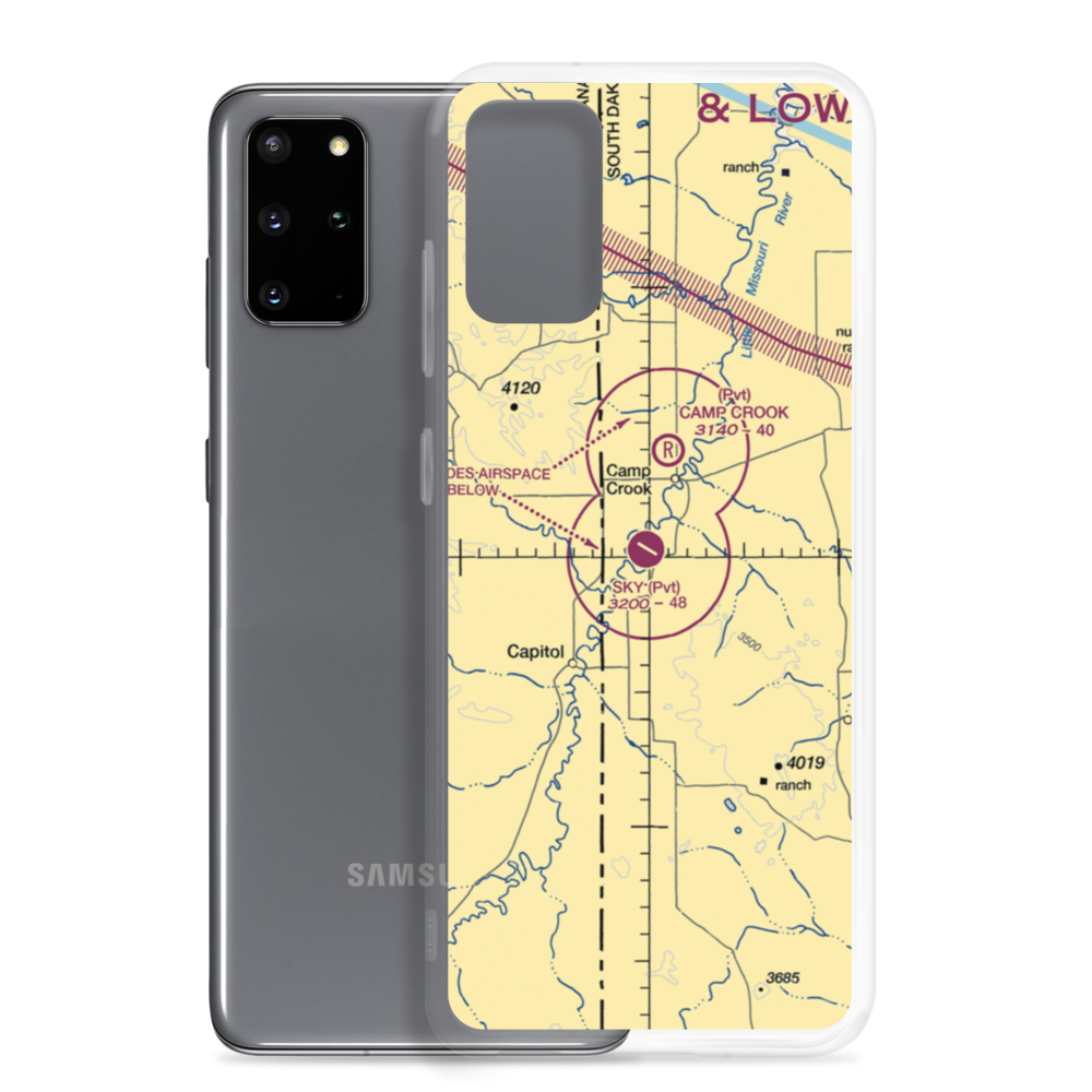Sky Ranch For Boys Airport (SD33) VFR Sectional Samsung Case Samsung Galaxy S20 Plus model shown