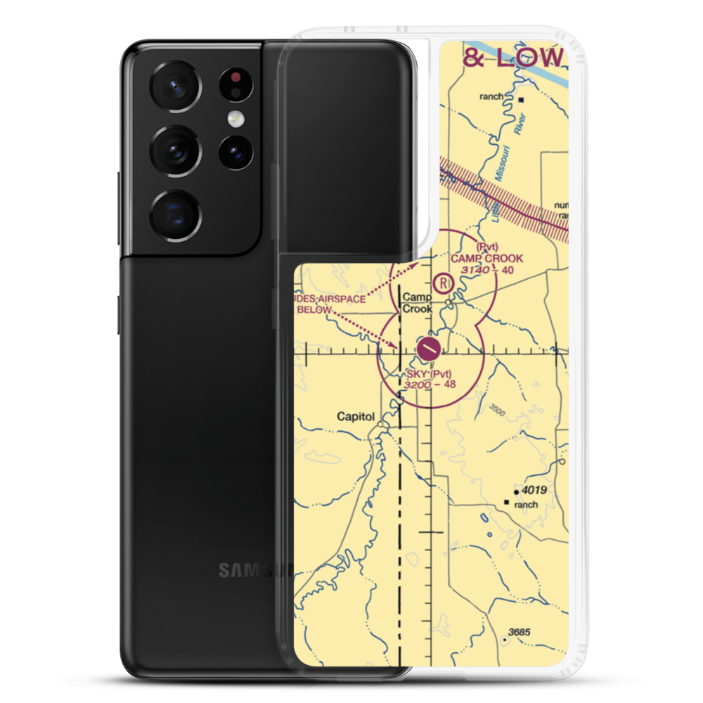 Sky Ranch For Boys Airport (SD33) VFR Sectional Samsung Case Samsung Galaxy S21 Ultra model shown
